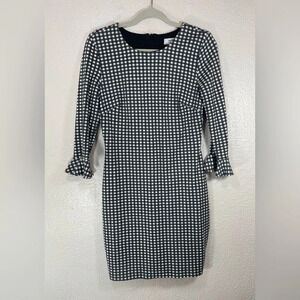Bailey 44 Gingham Ponte Dress Plaid 3/4 Ruffle Sleeve Women’s Medium